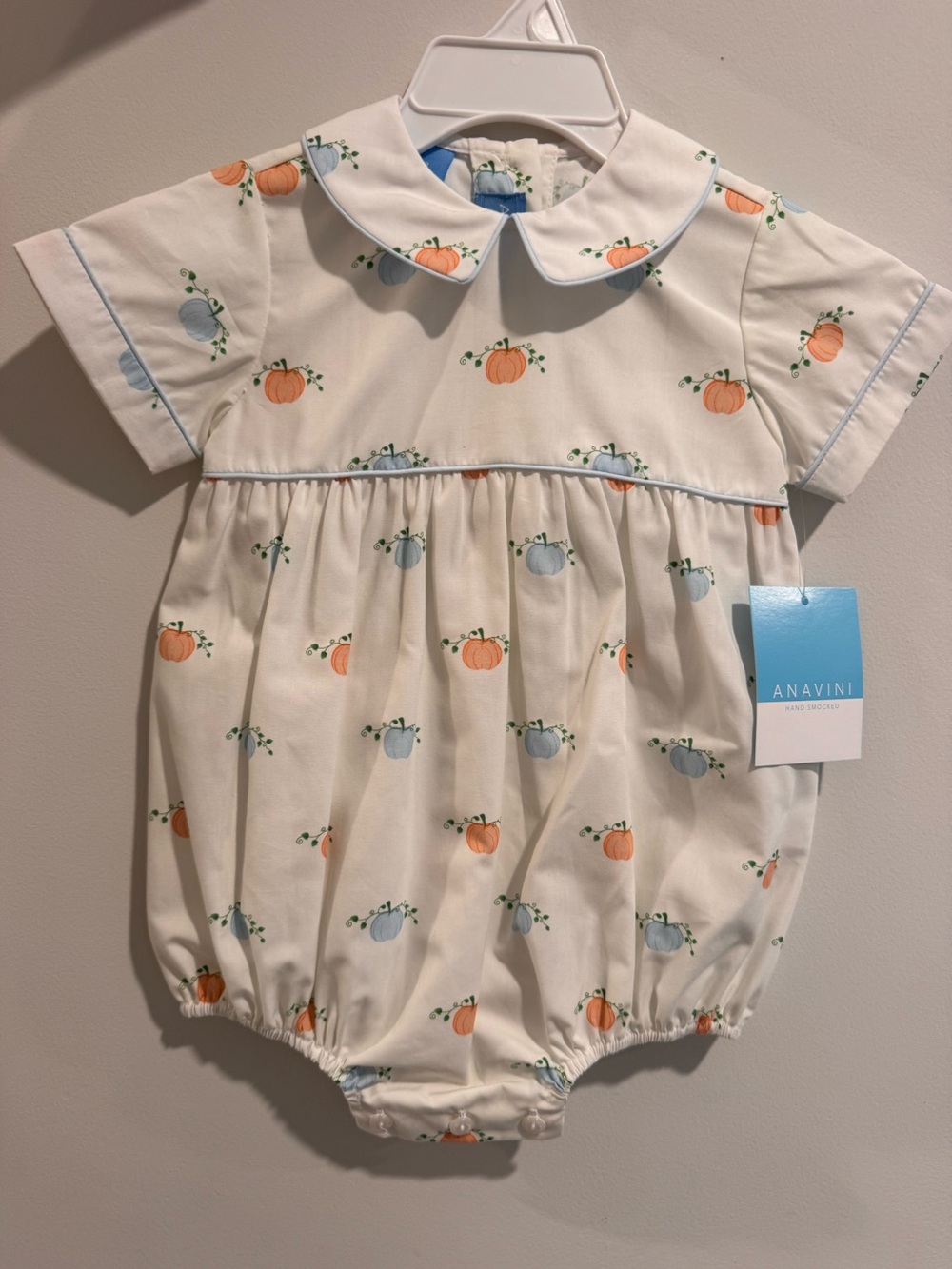 Anavini Cream Pumpkin Print Baby One-Piece
